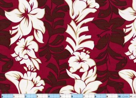 White Hibiscus Lei Burgundy 1yd.25"